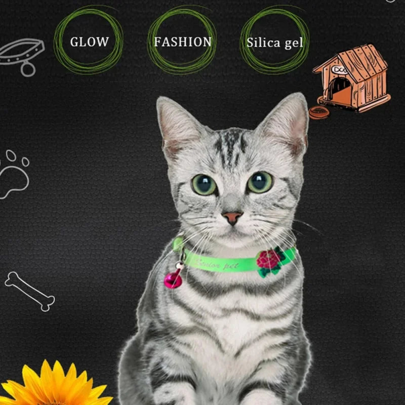 Glow-in-the-Dark Cat Collar with Bells