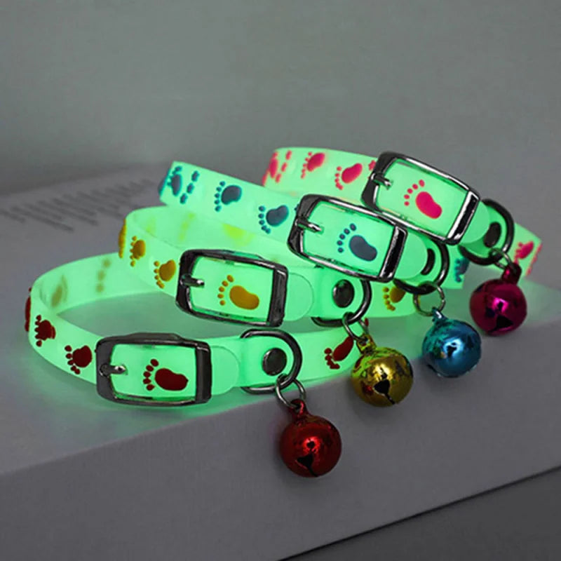 Glow-in-the-Dark Cat Collar with Bells