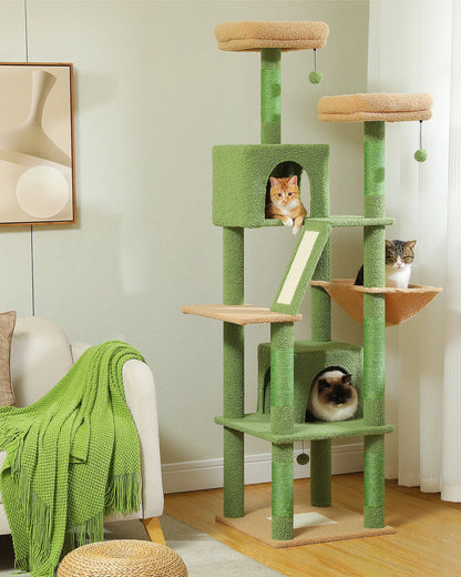 Tall Cat Tree Tower with Scratching Posts & Hammock