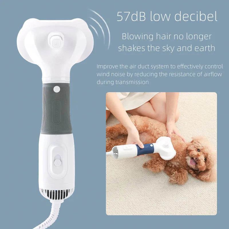 3-in-1 Quiet Pet Hair Dryer & Comb Brush