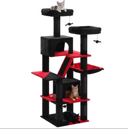 Tall Cat Tree Tower with Scratching Posts & Hammock