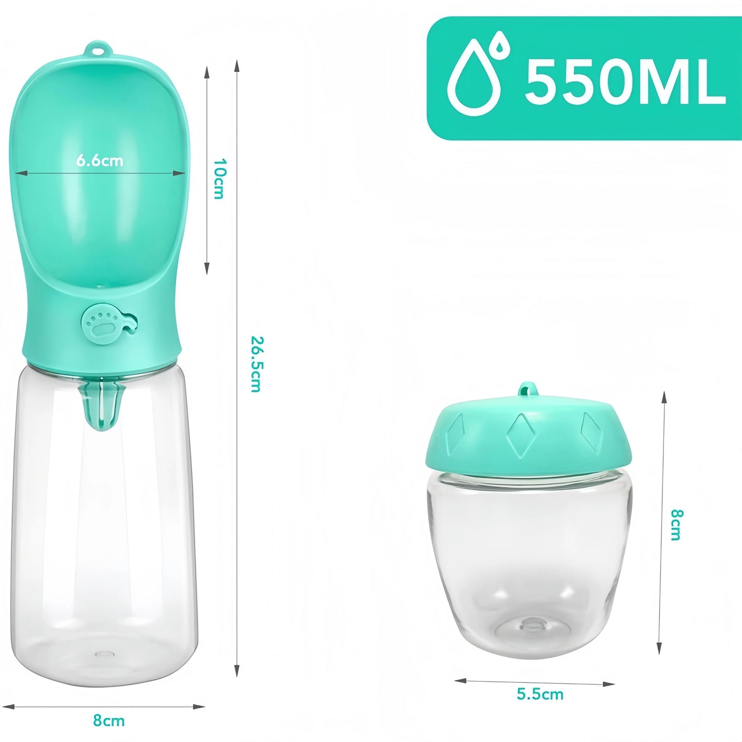 Portable Pet Water Bottle with Food Dispenser